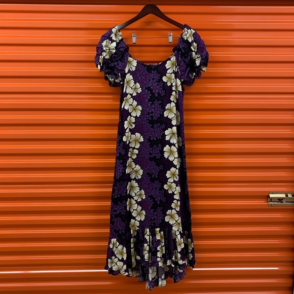 Hilo Hattie Dresses & Skirts - Hilo Hattie Maxi Dress Purple Floral Puff Sleeves